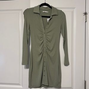 Abercrombie & Fitch Ruched Knit Shirt Dress | Color: Green | Size: XS